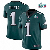 Men & Women & Youth Philadelphia Eagles #1 Jalen Hurts Green Super Bowl LVII Patch Vapor Untouchable Limited Stitched Jersey,baseball caps,new era cap wholesale,wholesale hats